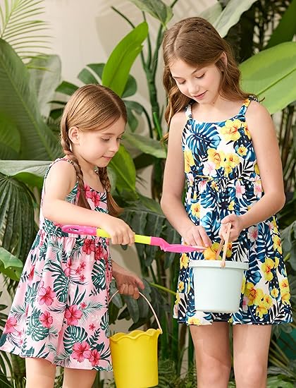 Toddler Kids Girls Summer Dress Sling Dress Floral Casual Dress Sleeveless Hawaiian Sundress